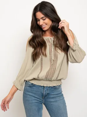 WOMEN'S PEEK A BOO LONG SLEEVE TOP