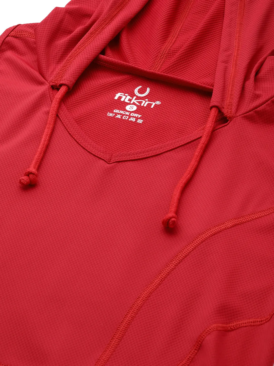 Women's Red Loose Training or Gym Hooded T-shirt
