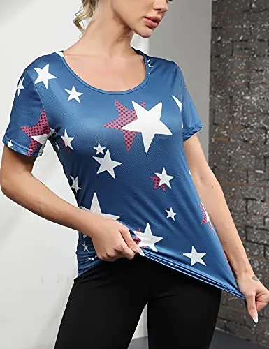Women's Short Sleeve Yoga Tops Activewear Running Workout T-Shirt