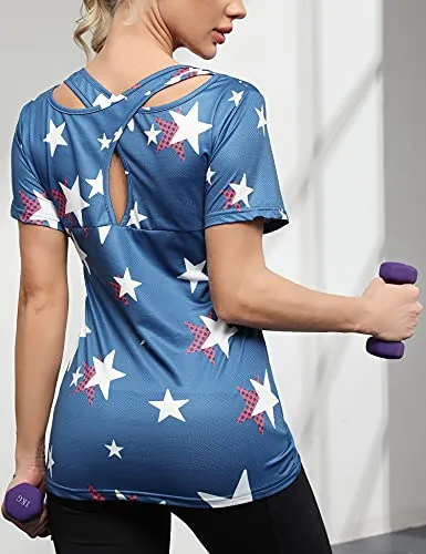 Women's Short Sleeve Yoga Tops Activewear Running Workout T-Shirt
