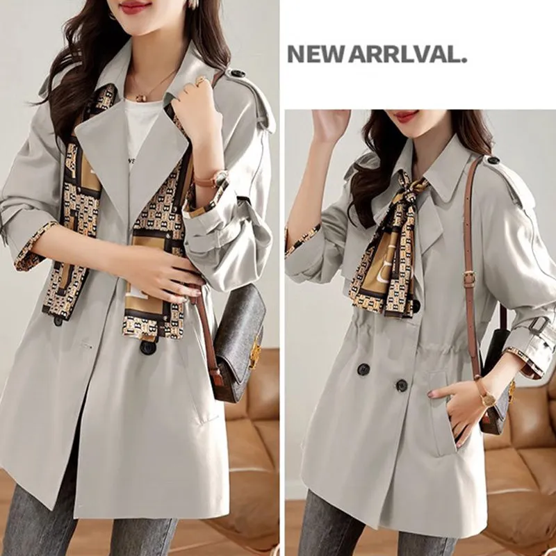 Women's Slimming Mid-Length Trench Coat | Lapel Design, Lightweight Fabric, and Stylish Outerwear for All Seasons