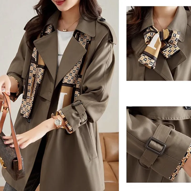 Women's Slimming Mid-Length Trench Coat | Lapel Design, Lightweight Fabric, and Stylish Outerwear for All Seasons