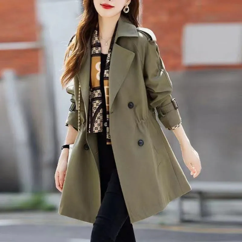 Women's Slimming Mid-Length Trench Coat | Lapel Design, Lightweight Fabric, and Stylish Outerwear for All Seasons