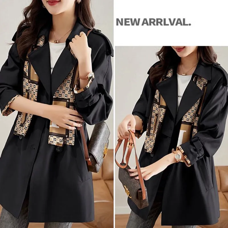 Women's Slimming Mid-Length Trench Coat | Lapel Design, Lightweight Fabric, and Stylish Outerwear for All Seasons