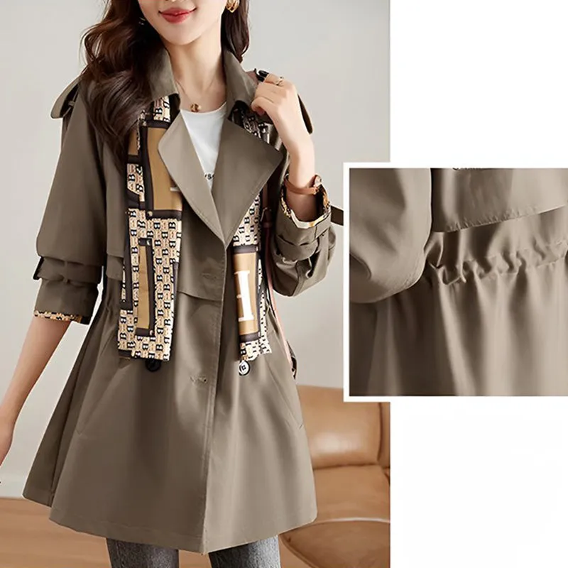 Women's Slimming Mid-Length Trench Coat | Lapel Design, Lightweight Fabric, and Stylish Outerwear for All Seasons