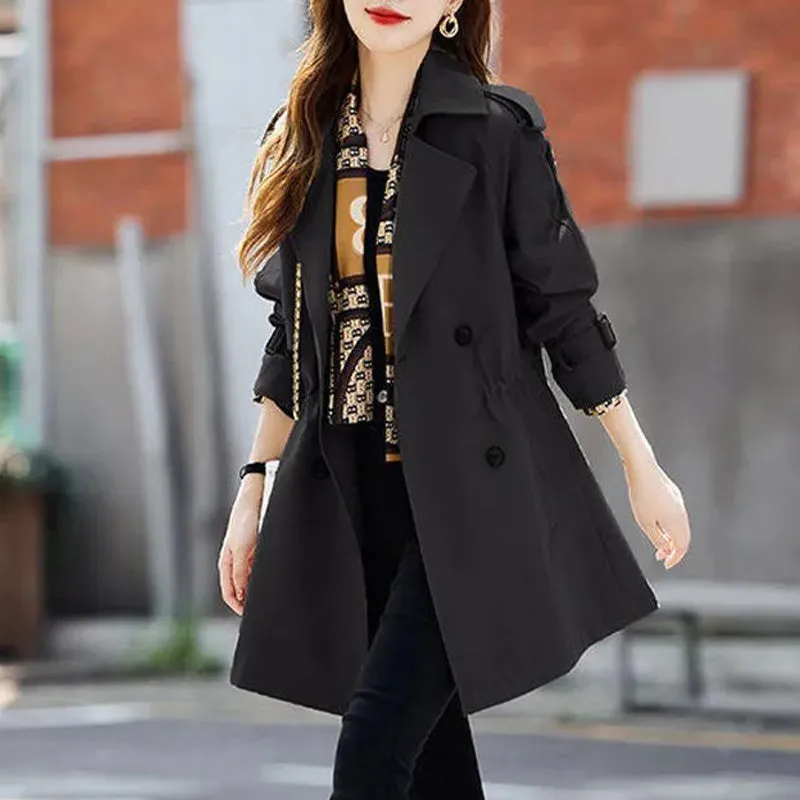 Women's Slimming Mid-Length Trench Coat | Lapel Design, Lightweight Fabric, and Stylish Outerwear for All Seasons