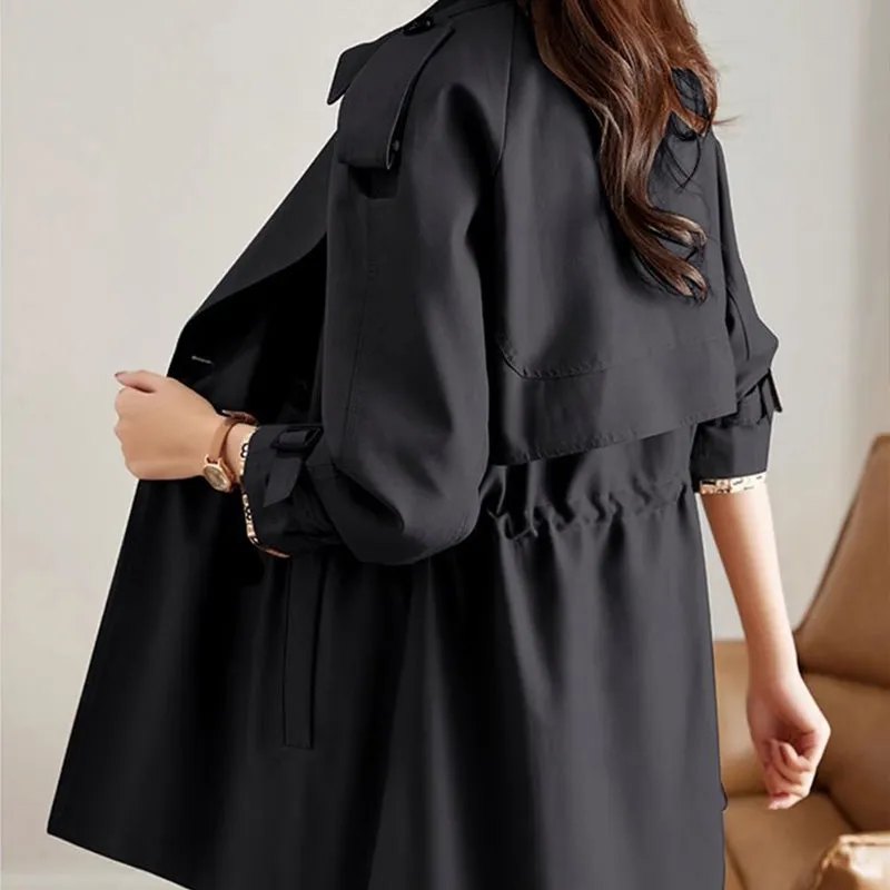 Women's Slimming Mid-Length Trench Coat | Lapel Design, Lightweight Fabric, and Stylish Outerwear for All Seasons