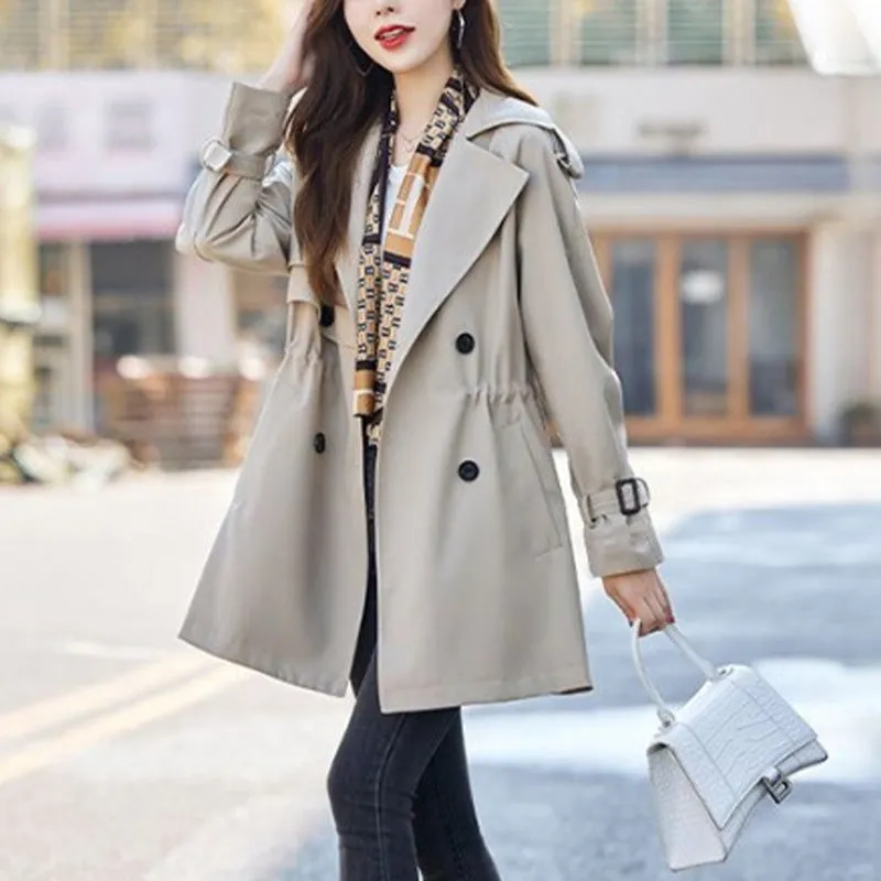 Women's Slimming Mid-Length Trench Coat | Lapel Design, Lightweight Fabric, and Stylish Outerwear for All Seasons