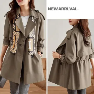Women's Slimming Mid-Length Trench Coat | Lapel Design, Lightweight Fabric, and Stylish Outerwear for All Seasons