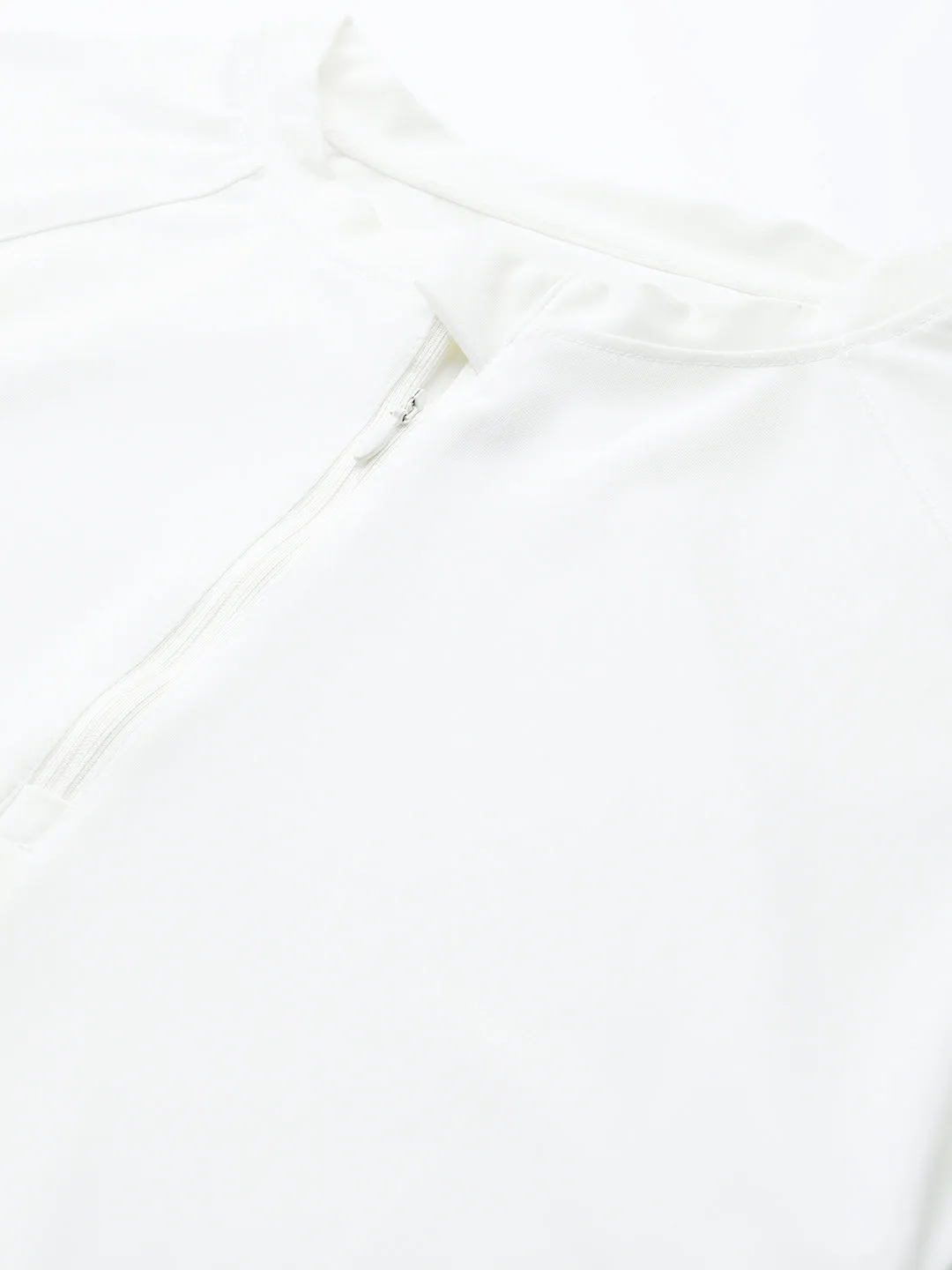 Women's White Slim Fit Self Design Training or Gym T-shirt