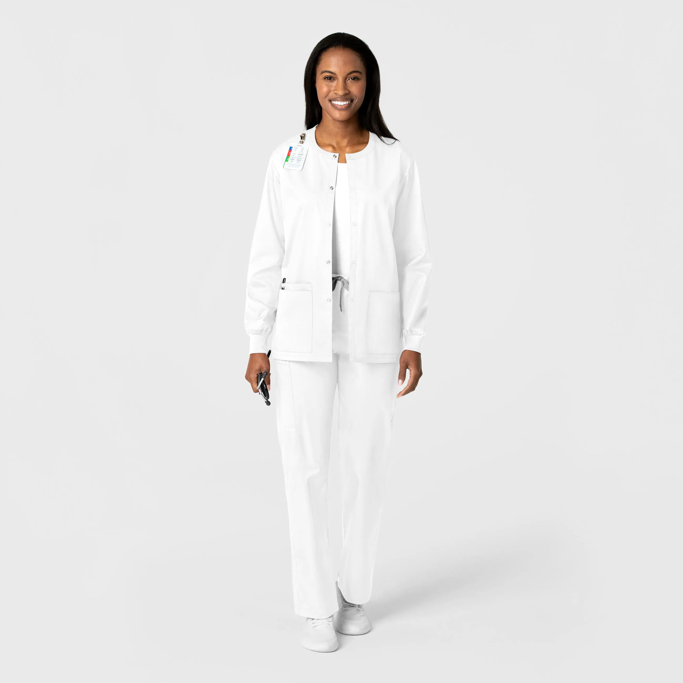 WonderWORK 800 Unisex Snap Front Jacket White