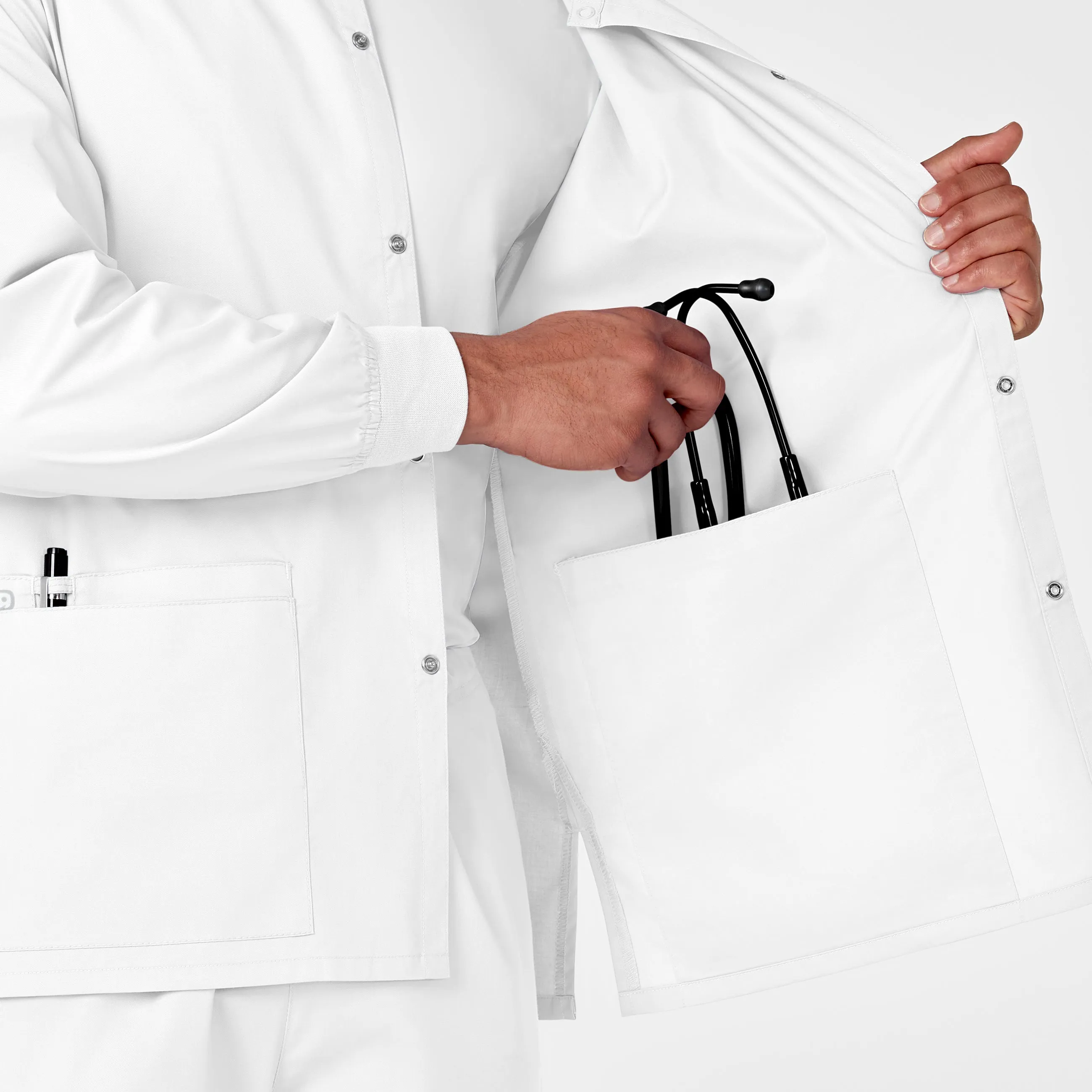 WonderWORK 800 Unisex Snap Front Jacket White