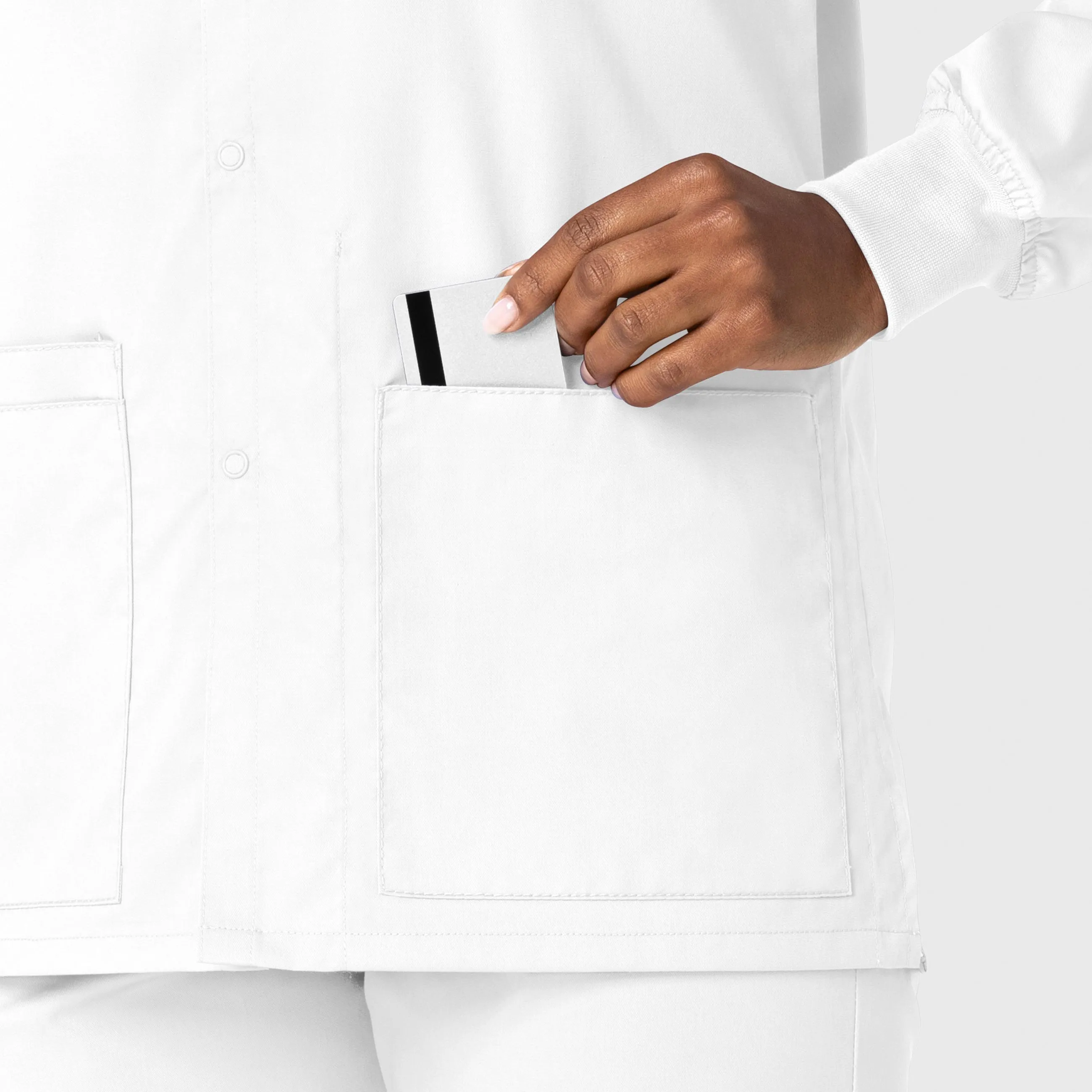WonderWORK 800 Unisex Snap Front Jacket White
