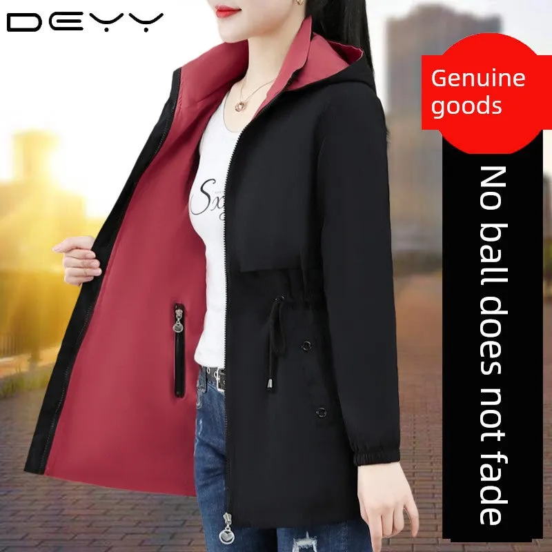 Woodpecker Double-Sided Trench Coat for Women - Mid Length Long Length Casual Jacket - Spring & Fall 2023 New Arrival Plus Size Top