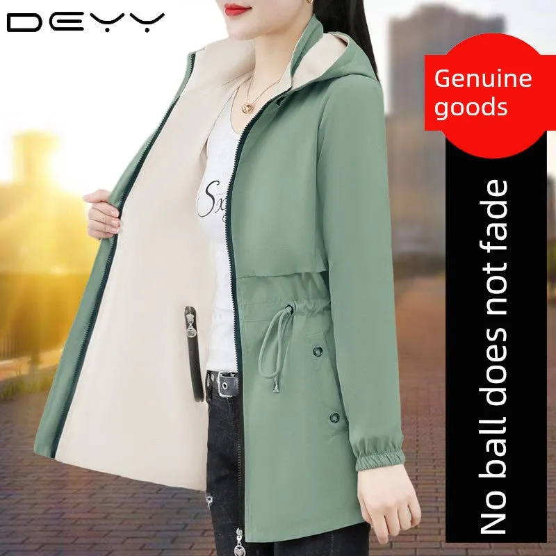 Woodpecker Double-Sided Trench Coat for Women - Mid Length Long Length Casual Jacket - Spring & Fall 2023 New Arrival Plus Size Top