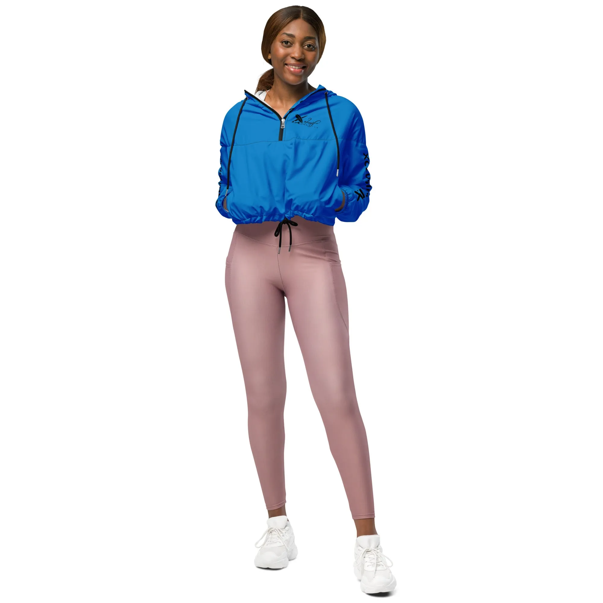 XCLUSIF POETIX BLUE & BLACK Women’s cropped windbreaker