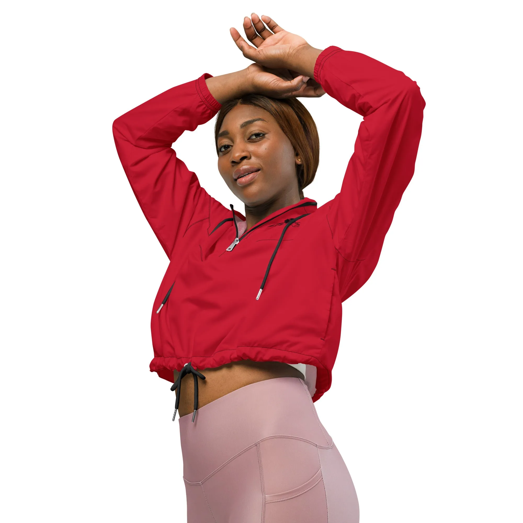 XCLUSIF POETIX RED & BLACK Women’s cropped windbreaker