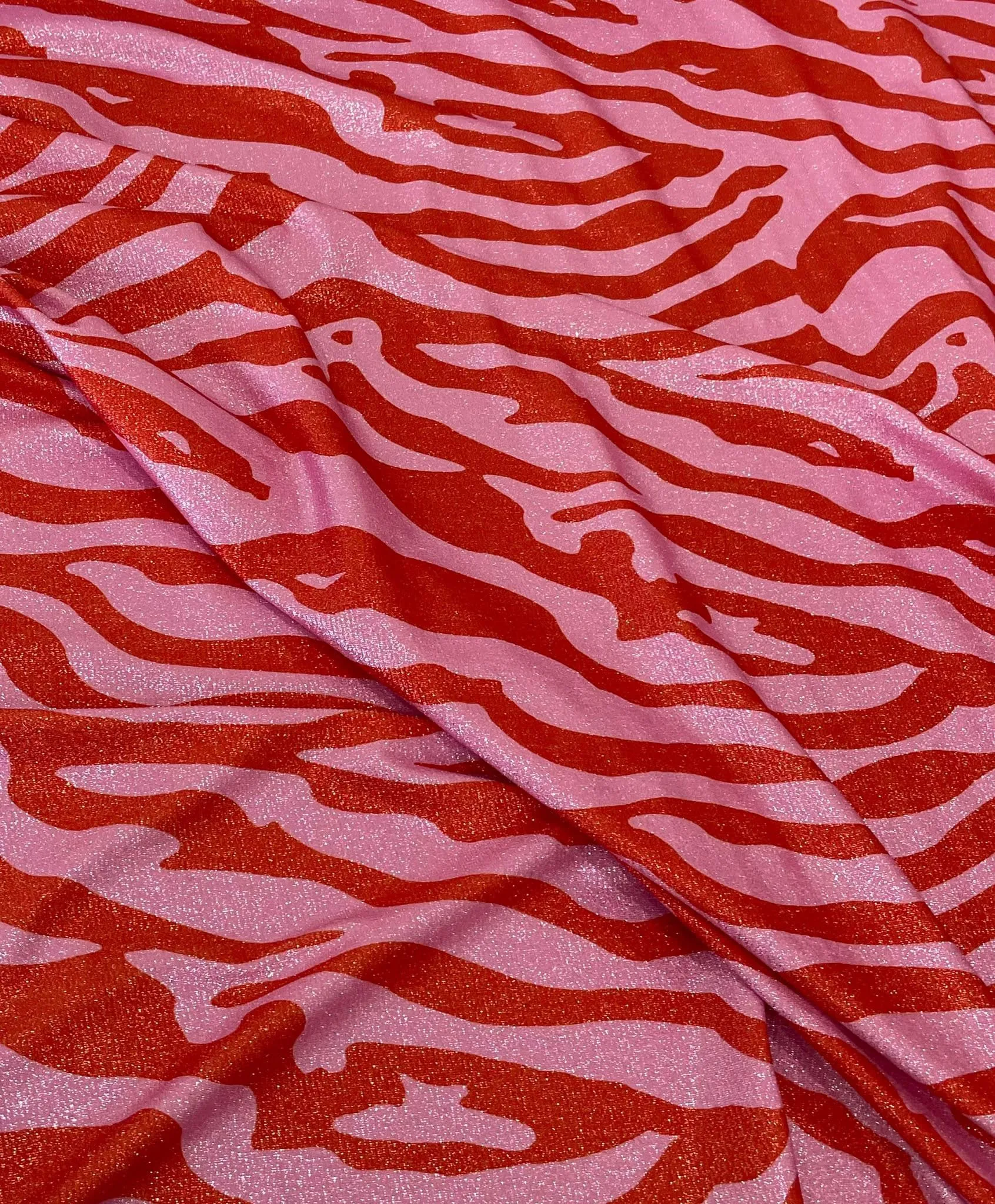 Zebra Pattern 4-Way Stretch Spandex Lurex Fabric for Fashion and Crafts